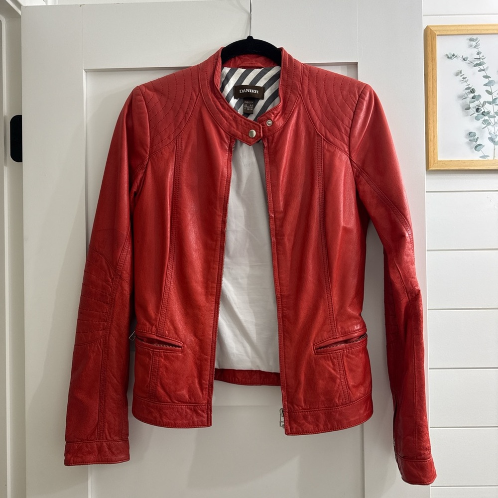 Danier Red Leather Jacket